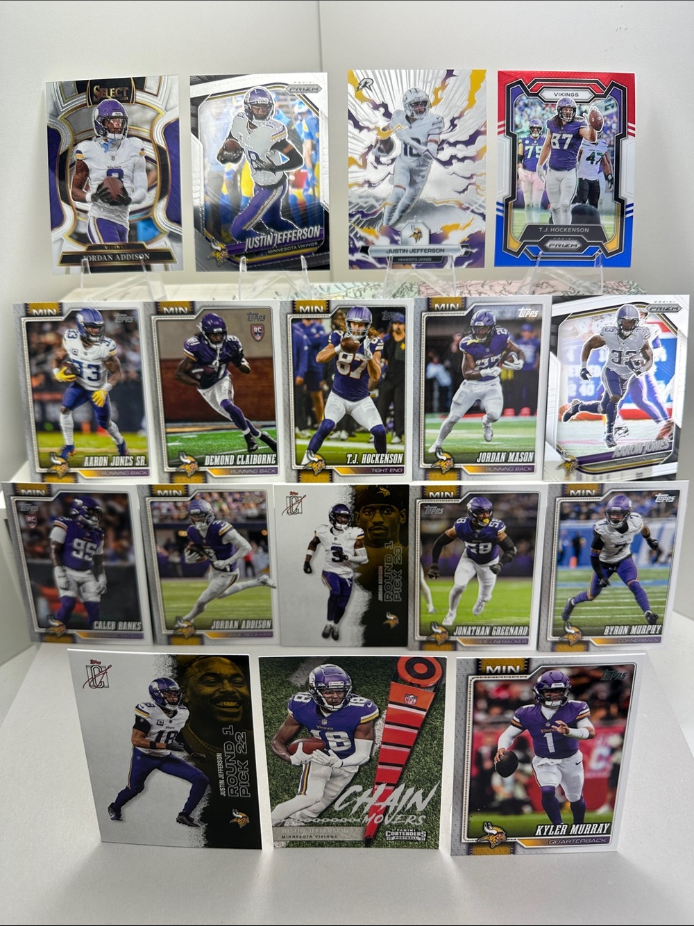 Justin Jefferson Vikings lot of 17 + Kyler Murray/Jordan Addison/Hockenson